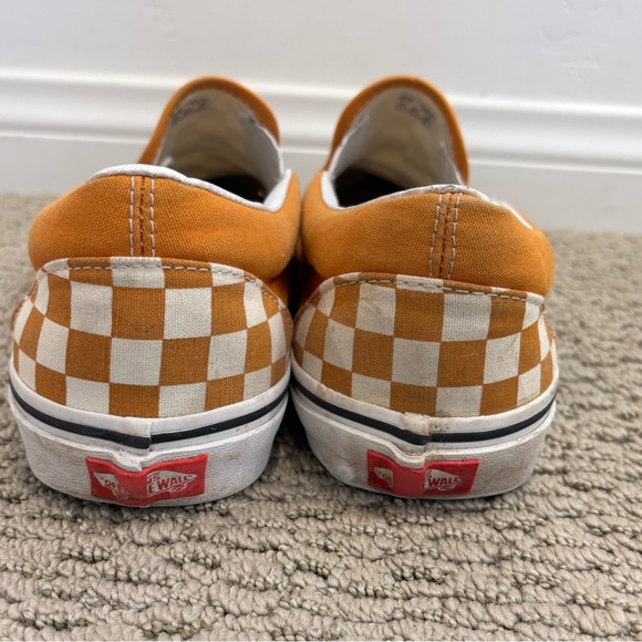 Vans Orange and White Checkerboard Sneakers - Picture 3 of 6